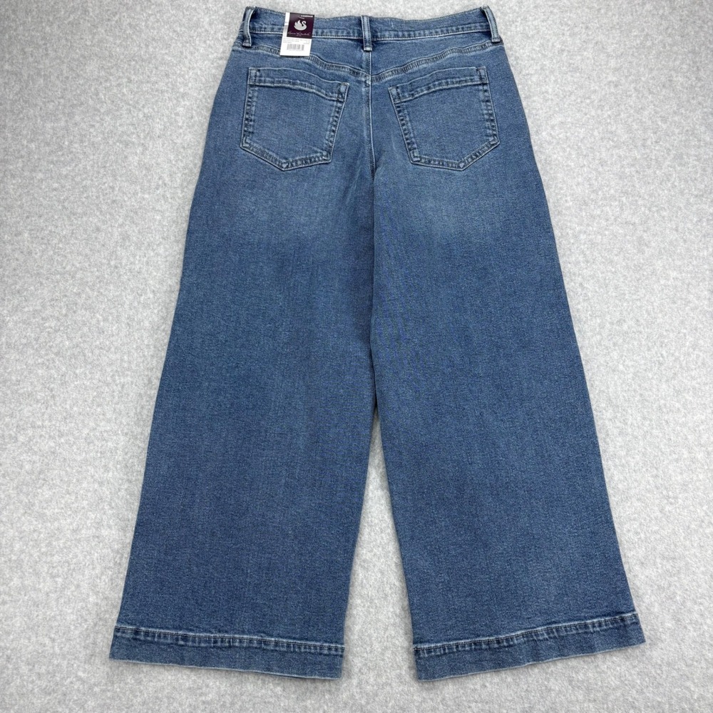 Gloria Vanderbilt Wide Leg Jeans Womens 4 Blue High Rise Dark Wash Cropped Boho - Picture 2 of 10